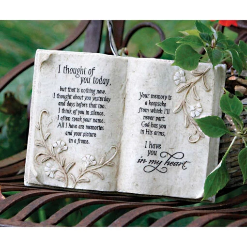 8" White Resin "I Thought Of You Today" Poem Book Wall Plaque