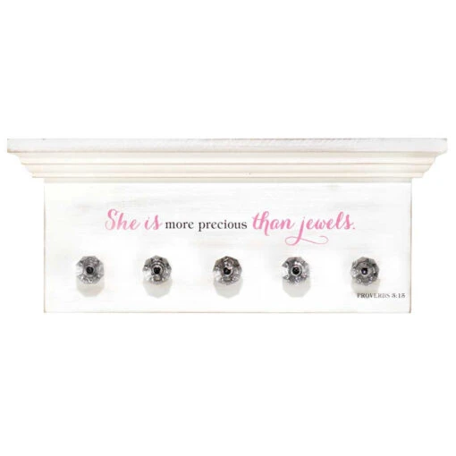 11” White “She Is More Precious Than Jewels” Wall Accessory