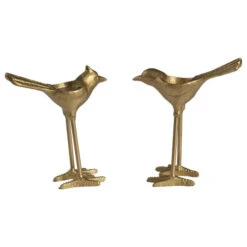 Set Of 2 Gold Vintage Iron Bird Tealight Holders 6.75"