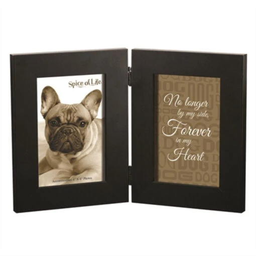 6" Black Dog "No Longer By My Side Forever In My Heart" Rectangular Tabletop Double Photo Frame