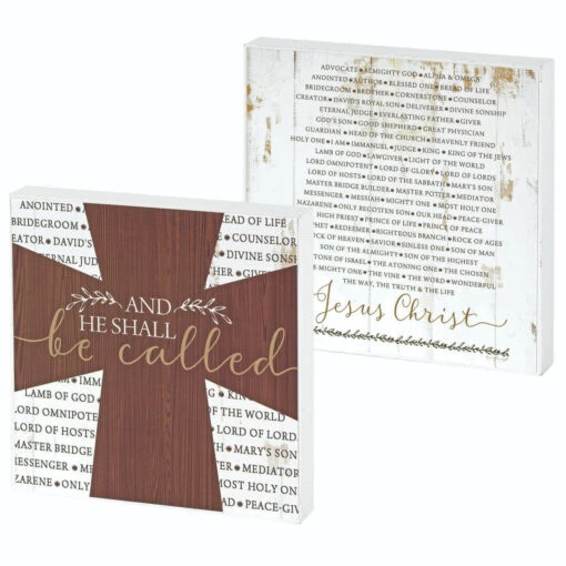 6" White And Brown Name Of Jesus Double Sided Printing Tabletop Plaque - 34141702