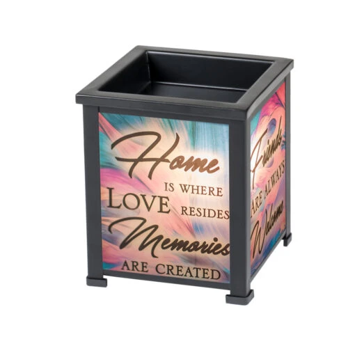 5" Black And Blue "Friends ARE ALWAYS Welcome" Printed Glass Warmer