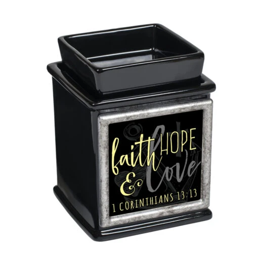 5" Black And Yellow "faith HOPE And Love" Candle Warmer