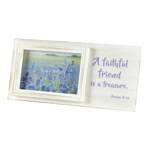 12" White And Purple Floral Rectangular Photo Frame Tabletop