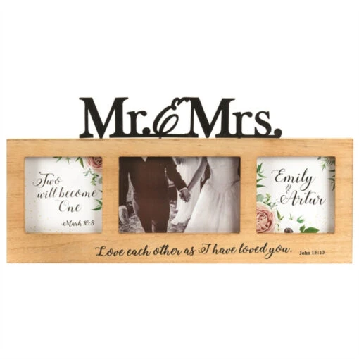 12.5" Beige And Black Religious Themed Matrimonial Rectangular Wall Plaque