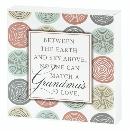 4.75" White And Red "Grandma's LOVE" Printed Square Tabletop Plaque - 34141813