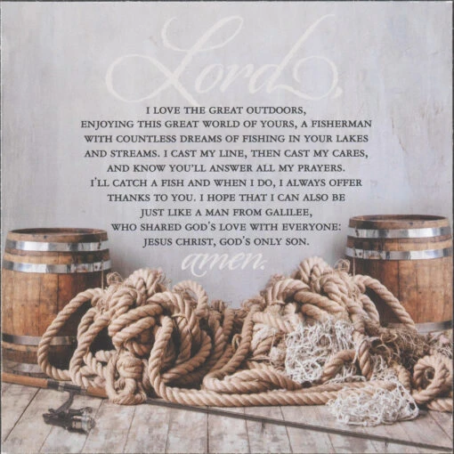5.75"Brown And White Fisherman's Prayer Printed Rectangular Wall Plaque - 34141832