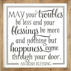 25" Ivory And Brown "AN IRISH BLESSING" Printed Square Wall Plaque