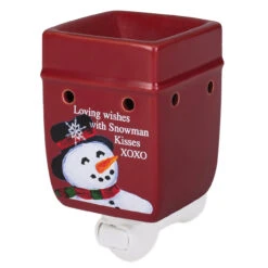 5.25" Red And White Snowman Printed Plug-in Tart Warmer