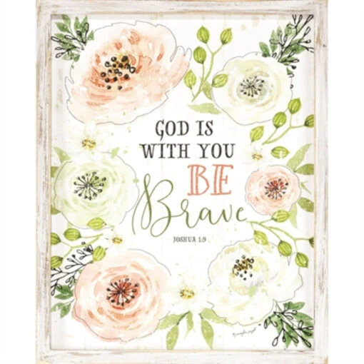 12" White And Green Religious Themed Floral Finished Wall Plaque