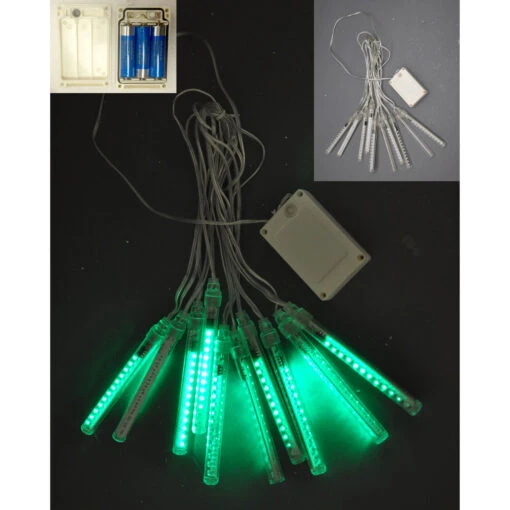 43" LED Green Lighted Meteor Tube Christmas Light - Clear Wire
