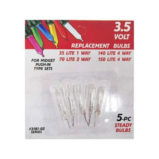 25-Count Clear Push-In Mini Christmas Replacement Bulbs, 3.5 Volt