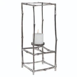 18" Silver Branch Rectangle Candle Holder