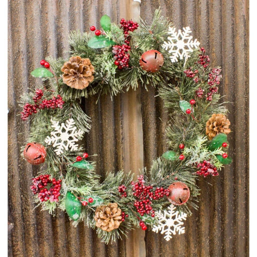 15" Red White And Green Jingle Bell Wreath