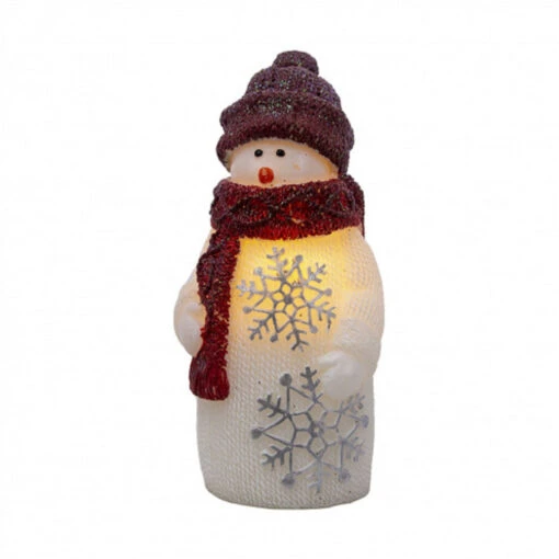 6.50" White And Red LED Snowman Candle - Medium