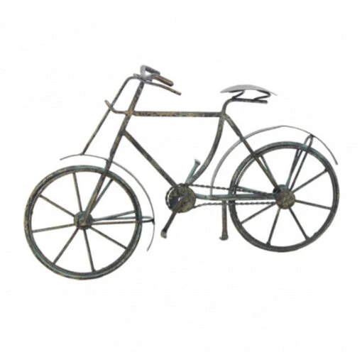 11.417" Gray Metal Bicycle Art Deco