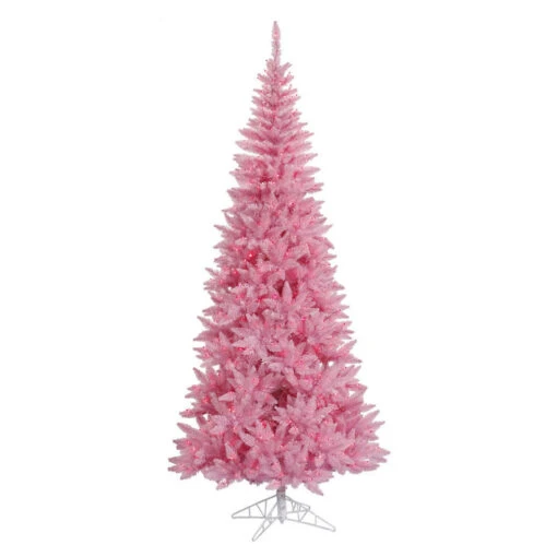 12' Pre-Lit Slim Pink Ashley Spruce Christmas Tree - Clear And Pink Lights