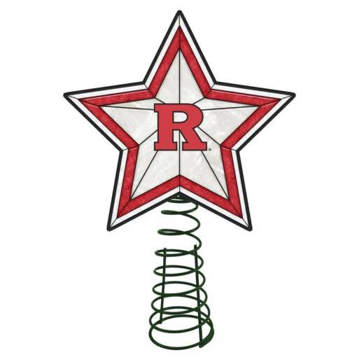 10" Lighted Red And White Star NCAA Rutgers Scarlet Knights Christmas Tree Topper