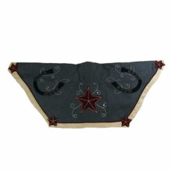 48" Blue And Black Christmas Tree Skirt With Embroidered Stars And Horseshoes