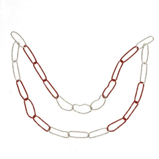 Roman 36" Red And Silver Round Loops Christmas Chain Garland - Unlit
